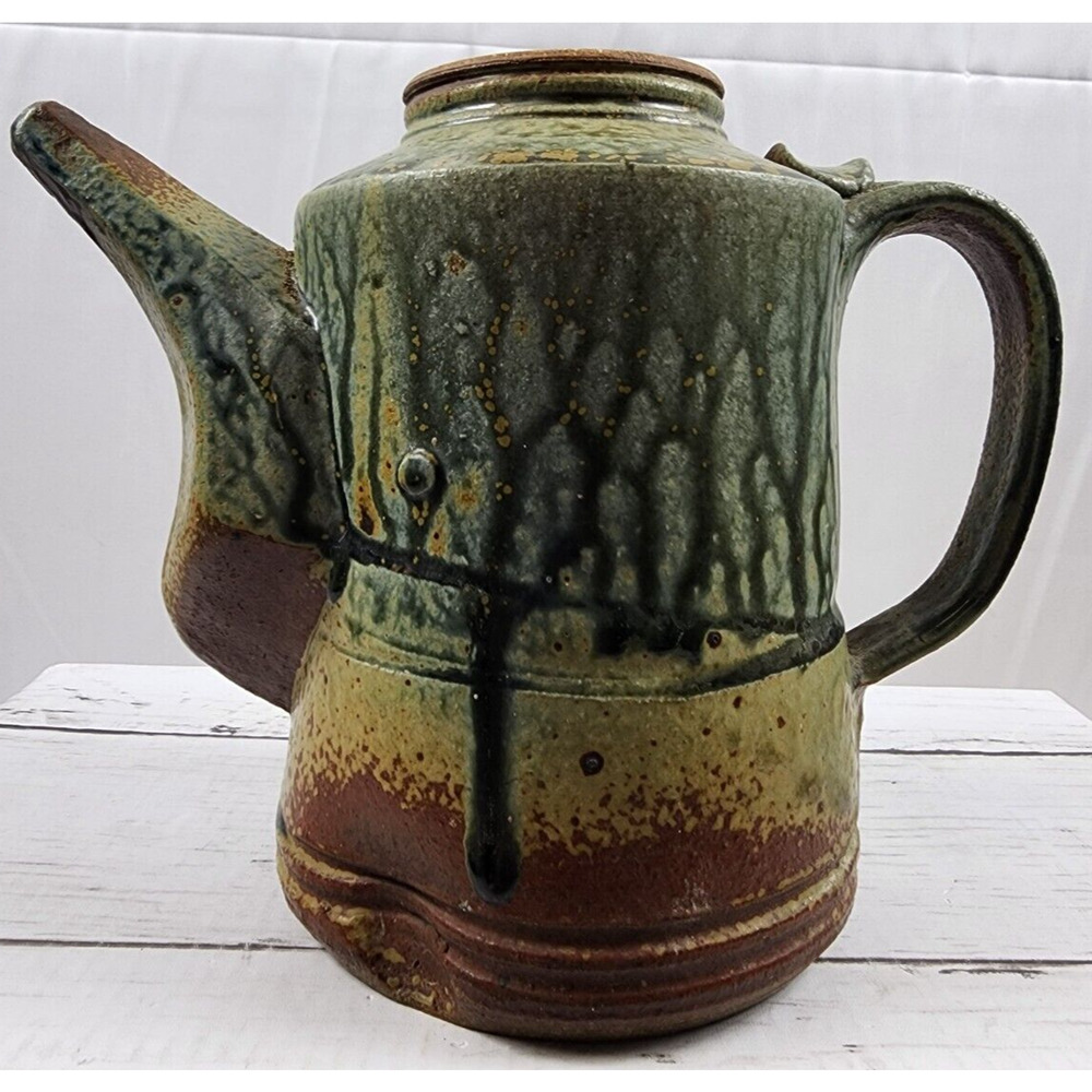 Sculptural Studio Art Pottery, Signed by Monsarrat Stoneware Jug/Pitcher, No Lid